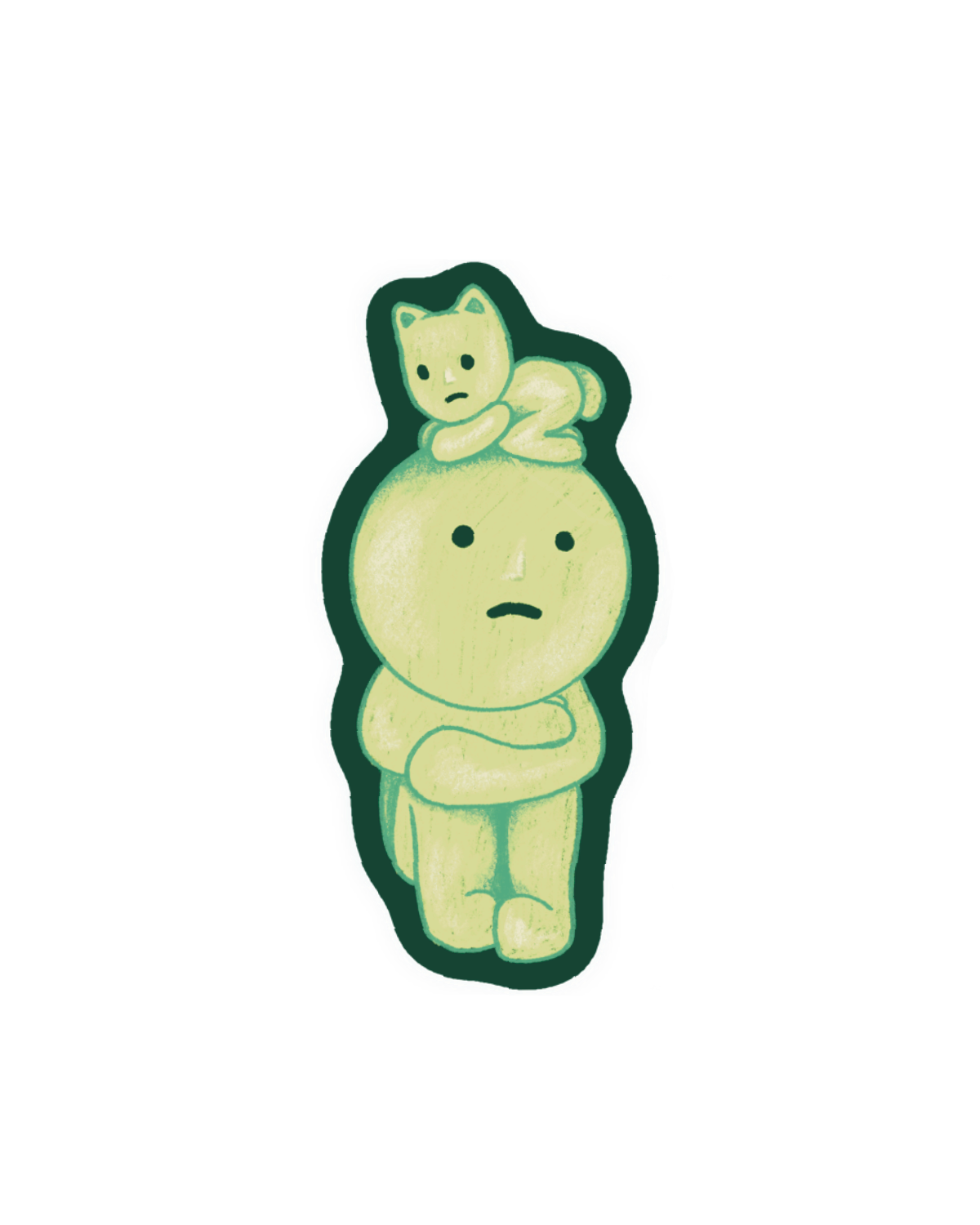 lil Green Guy & Cat Sticker
