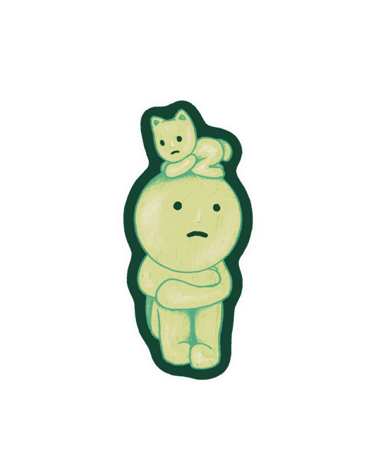 lil Green Guy & Cat Sticker