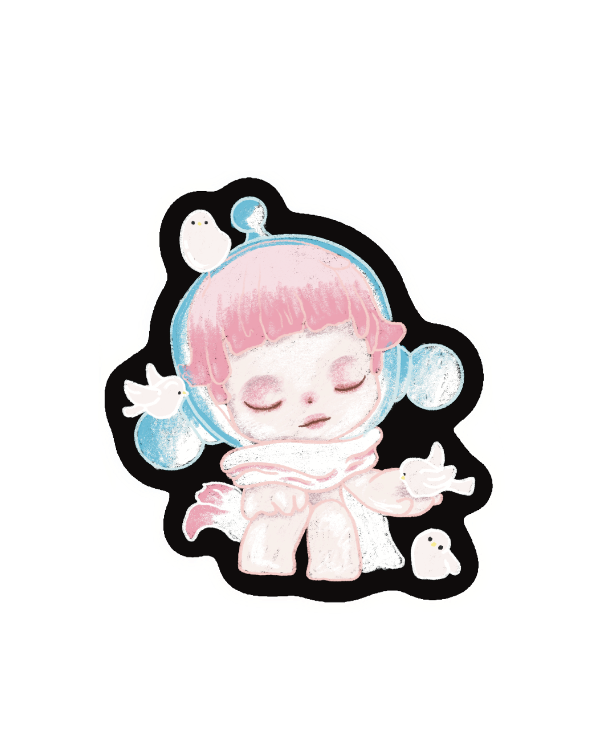 Soft Panda & Birds Sticker