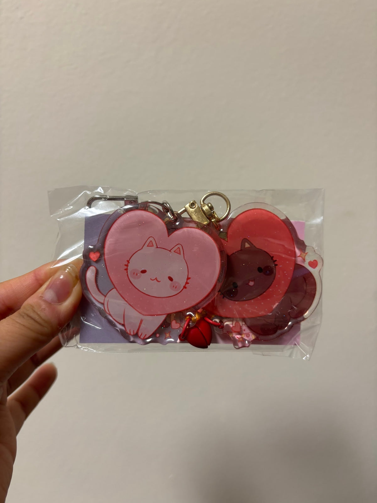 Cat Heart Magnet Heart Keychain