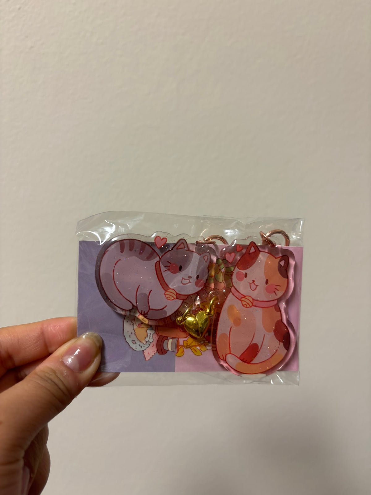Cats Magnet Heart Keychain
