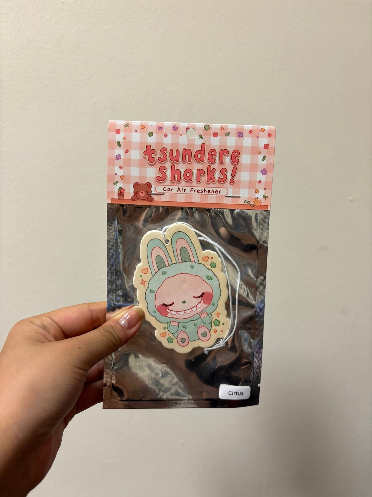 Yellow Background Green Labubu Air Freshener