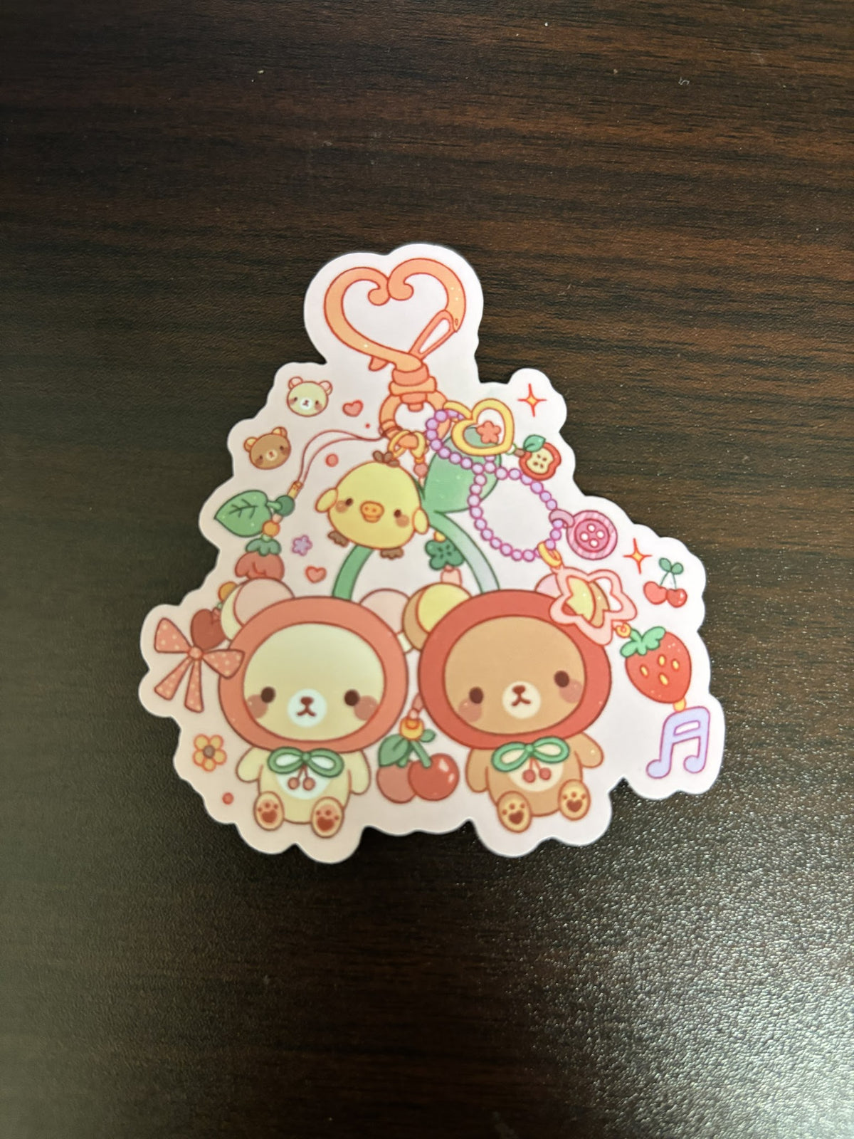 Rilakkuma Bear Cherry Keychain Sticker