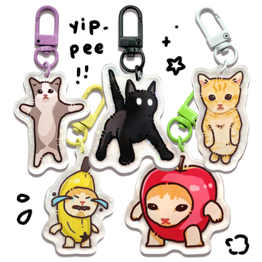 crying banana cat keychain