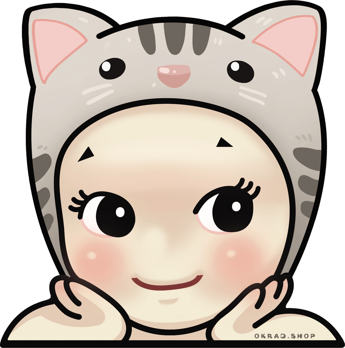 mini grey striped sonny angel decal
