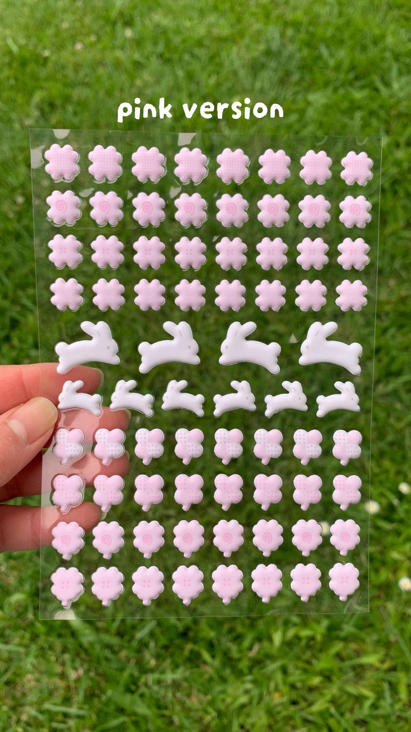 Bunny Fields Puffy Sticker Sheet - Pink