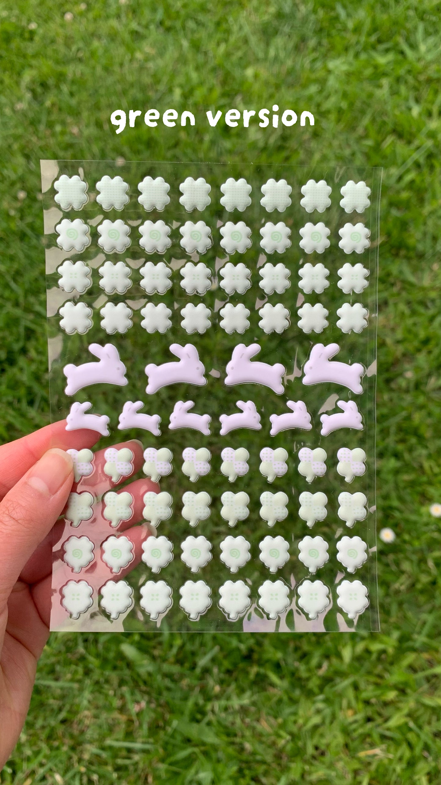 Bunny Fields Puffy Sticker Sheet - Green