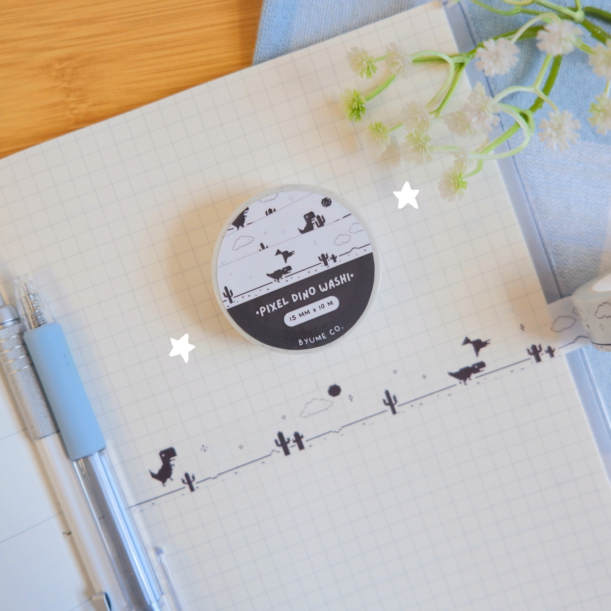 Pixel Dino Washi Tape