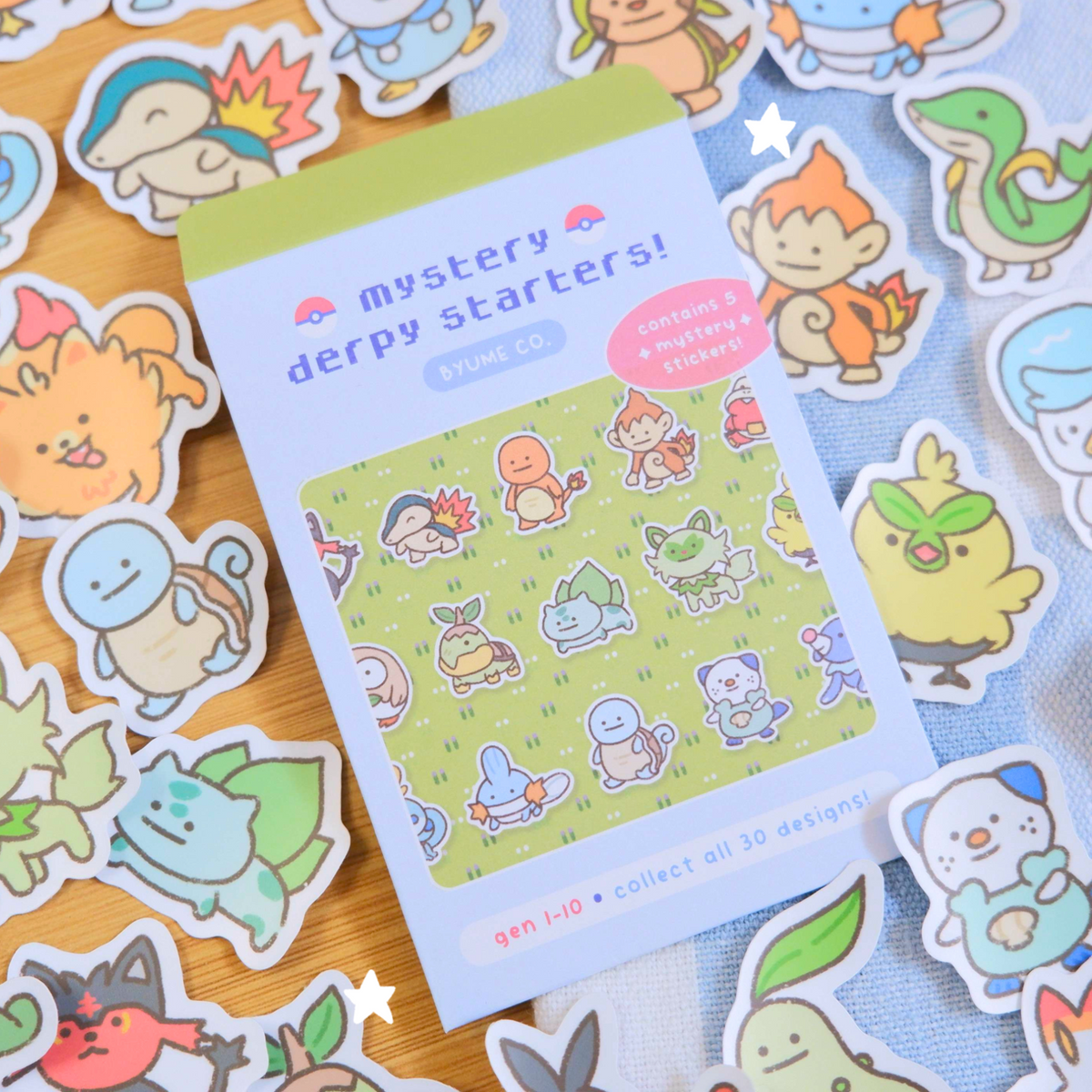 Poke Derpy Starters Sticker Blind Bag