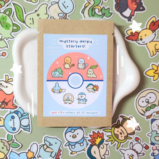 Pokemon Mystery Derpy Starters Sticker Blind Bag